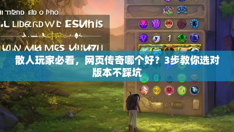 散人玩家必看，网页传奇哪个好？3步教你选对版本不踩坑
