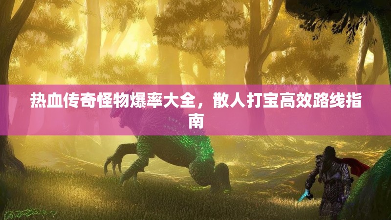 热血传奇怪物爆率大全,散人打宝高效路线指南