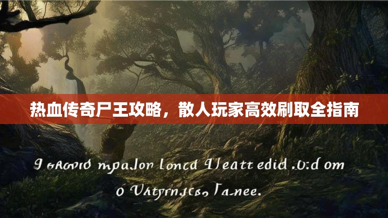 热血传奇尸王攻略，散人玩家高效刷取全指南