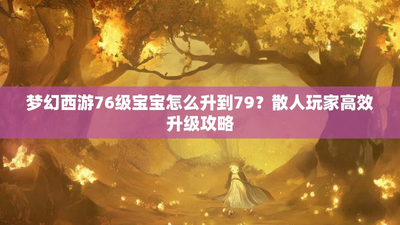 梦幻西游76级宝宝怎么升到79？散人玩家高效升级攻略
