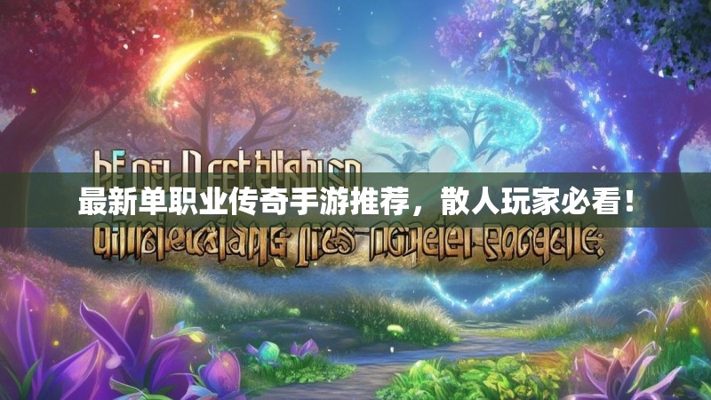 最新单职业传奇手游推荐，散人玩家必看！