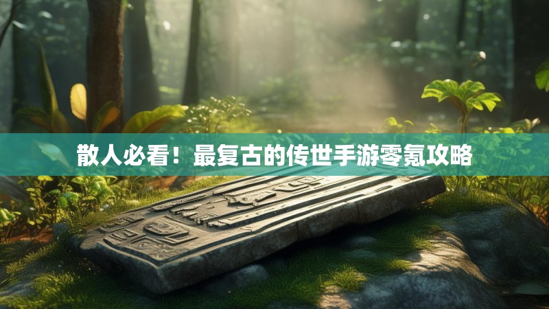 散人必看！最复古的传世手游零氪攻略