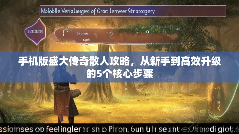 手机版盛大传奇散人攻略,从新手到高效升级的5个核心步骤