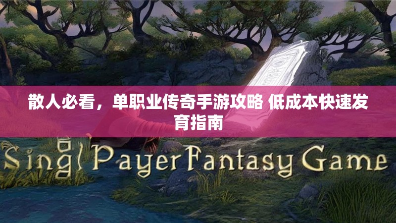 散人必看，单职业传奇手游攻略 低成本快速发育指南