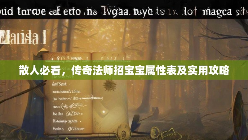 散人必看，传奇法师招宝宝属性表及实用攻略