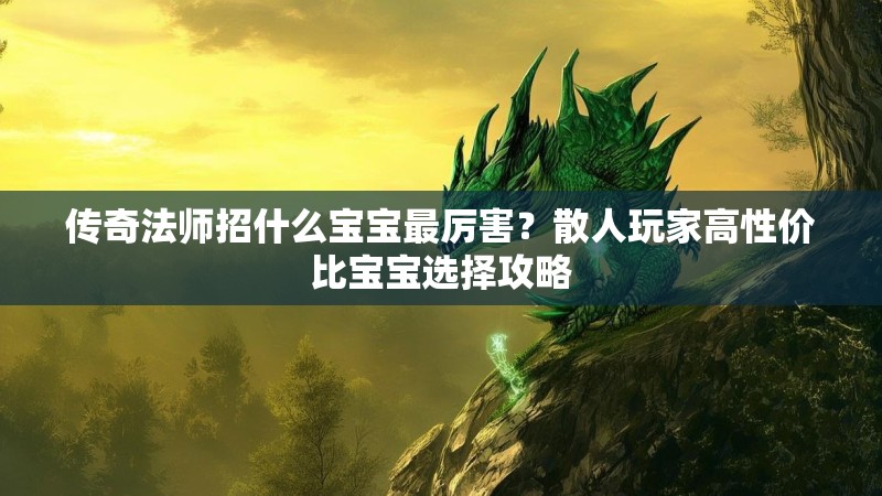 传奇法师招什么宝宝最厉害？散人玩家高性价比宝宝选择攻略