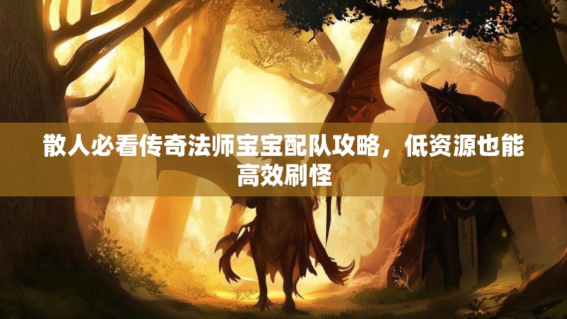 散人必看传奇法师宝宝配队攻略,低资源也能高效刷怪