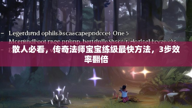 散人必看,传奇法师宝宝练级最快方法,3步效率翻倍