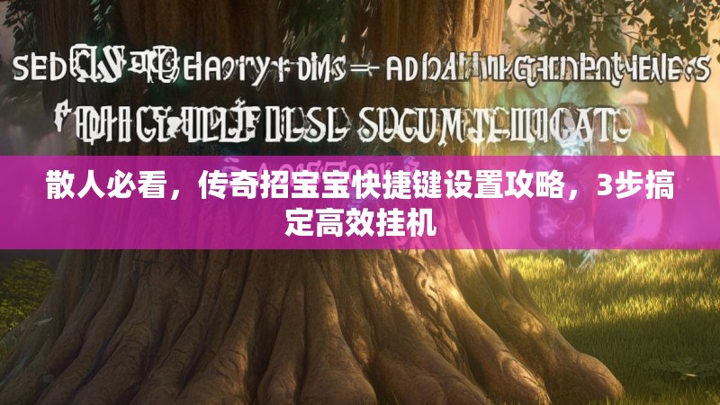 散人必看，传奇招宝宝快捷键设置攻略，3步搞定高效挂机