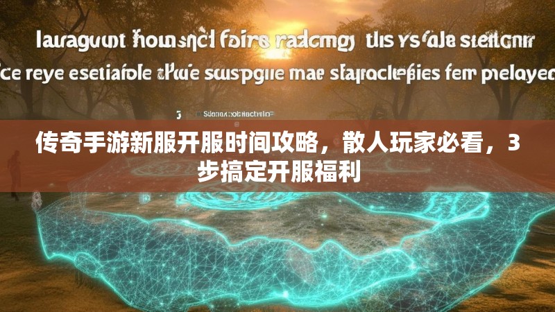 传奇手游新服开服时间攻略，散人玩家必看，3步搞定开服福利