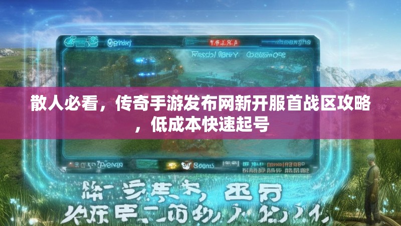 散人必看，传奇手游发布网新开服首战区攻略，低成本快速起号