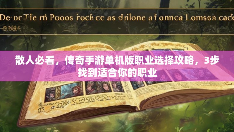 散人必看，传奇手游单机版职业选择攻略，3步找到适合你的职业