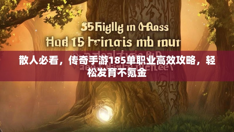散人必看，传奇手游185单职业高效攻略，轻松发育不氪金