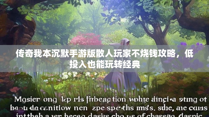 传奇我本沉默手游版散人玩家不烧钱攻略，低投入也能玩转经典