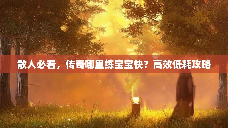 散人必看,传奇哪里练宝宝快?高效低耗攻略