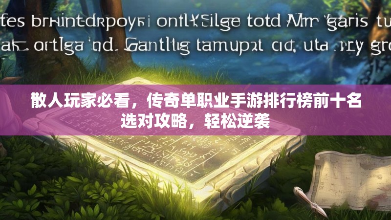 散人玩家必看，传奇单职业手游排行榜前十名选对攻略，轻松逆袭