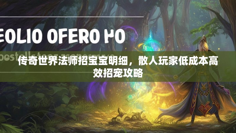传奇世界法师招宝宝明细,散人玩家低成本高效招宠攻略