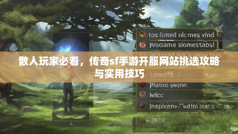 散人玩家必看,传奇sf手游开服网站挑选攻略与实用技巧