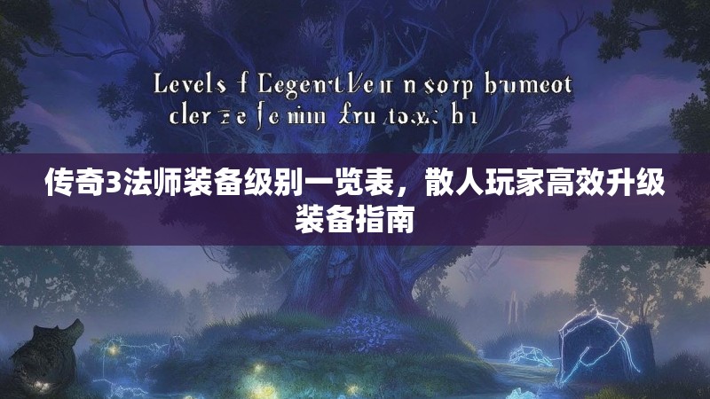 传奇3法师装备级别一览表,散人玩家高效升级装备指南