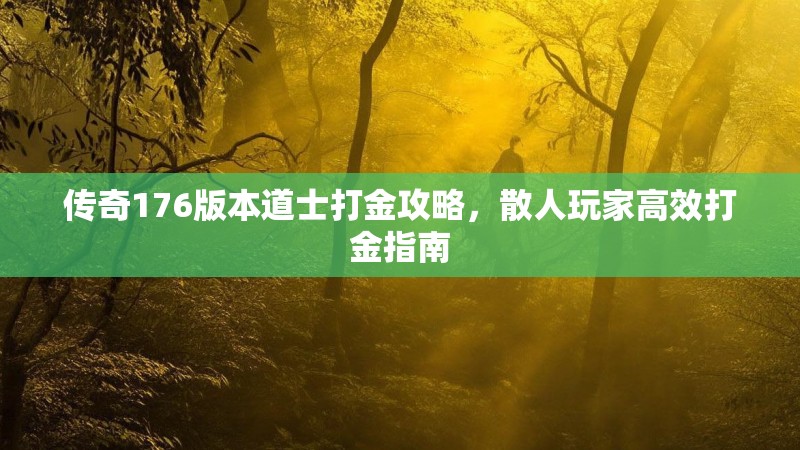 传奇176版本道士打金攻略,散人玩家高效打金指南