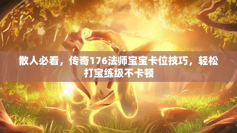 散人必看,传奇176法师宝宝卡位技巧,轻松打宝练级不卡顿