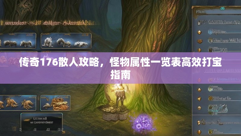 传奇176散人攻略,怪物属性一览表高效打宝指南