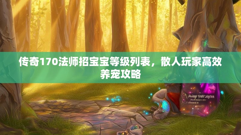传奇170法师招宝宝等级列表,散人玩家高效养宠攻略