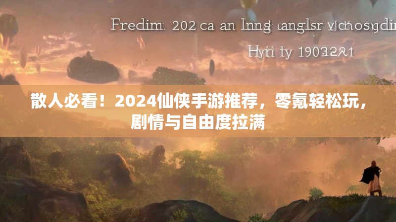 散人必看!2024仙侠手游推荐,零氪轻松玩,剧情与自由度拉满