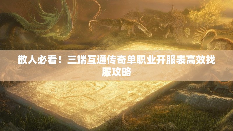 散人必看!三端互通传奇单职业开服表高效找服攻略
