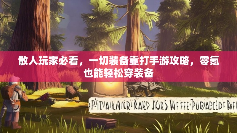 散人玩家必看,一切装备靠打手游攻略,零氪也能轻松穿装备