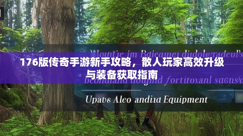 176版传奇手游新手攻略,散人玩家高效升级与装备获取指南