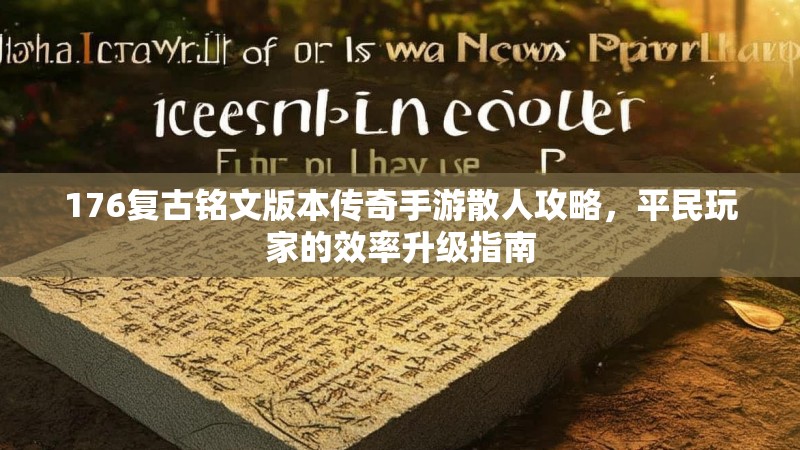 176复古铭文版本传奇手游散人攻略,平民玩家的效率升级指南