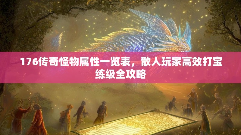 176传奇怪物属性一览表，散人玩家高效打宝练级全攻略