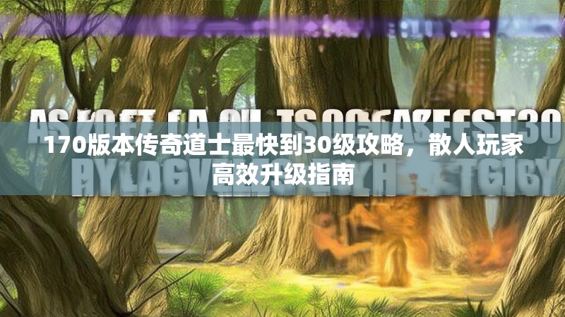 170版本传奇道士最快到30级攻略，散人玩家高效升级指南