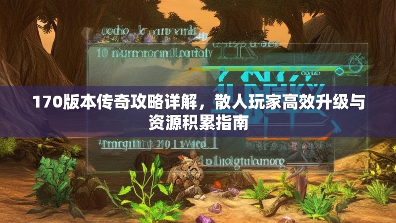 170版本传奇攻略详解,散人玩家高效升级与资源积累指南