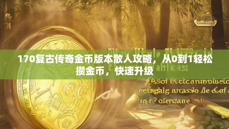 170复古传奇金币版本散人攻略,从0到1轻松攒金币,快速升级
