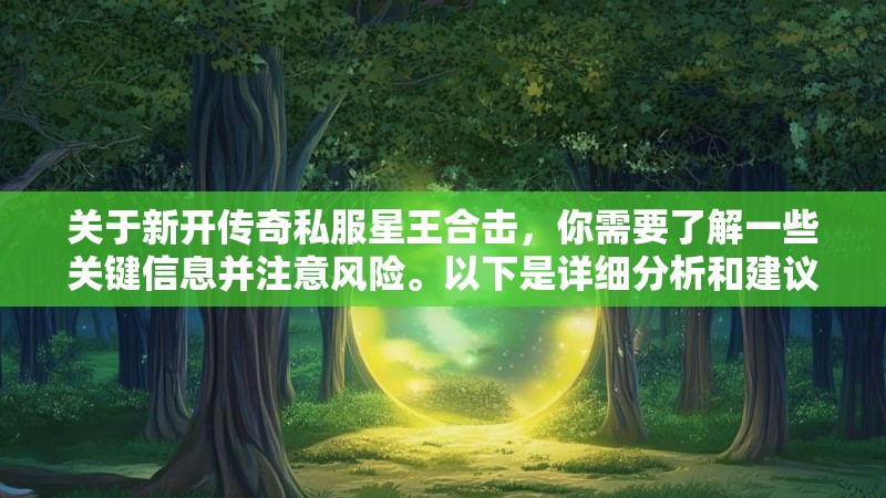 关于新开传奇私服星王合击，你需要了解一些关键信息并注意风险。以下是详细分析和建议
